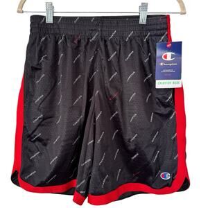 NWT Champion Black Athletic Mesh Shorts Black Red All Over Print Men’s Medium